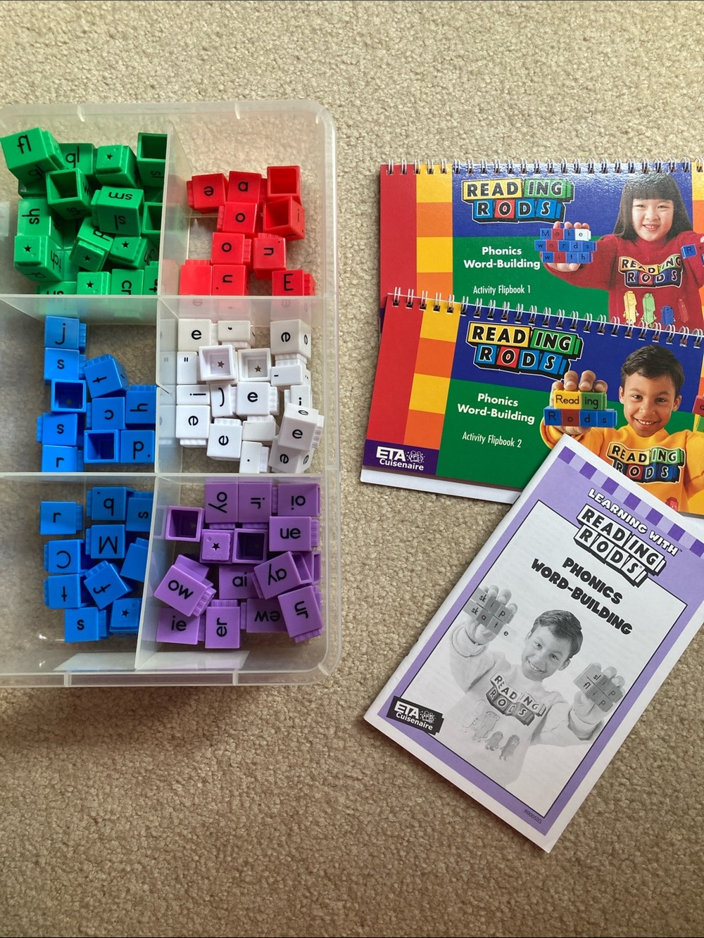 Reading Rods Phonics Word-Building Set with Colorful Letter Blocks